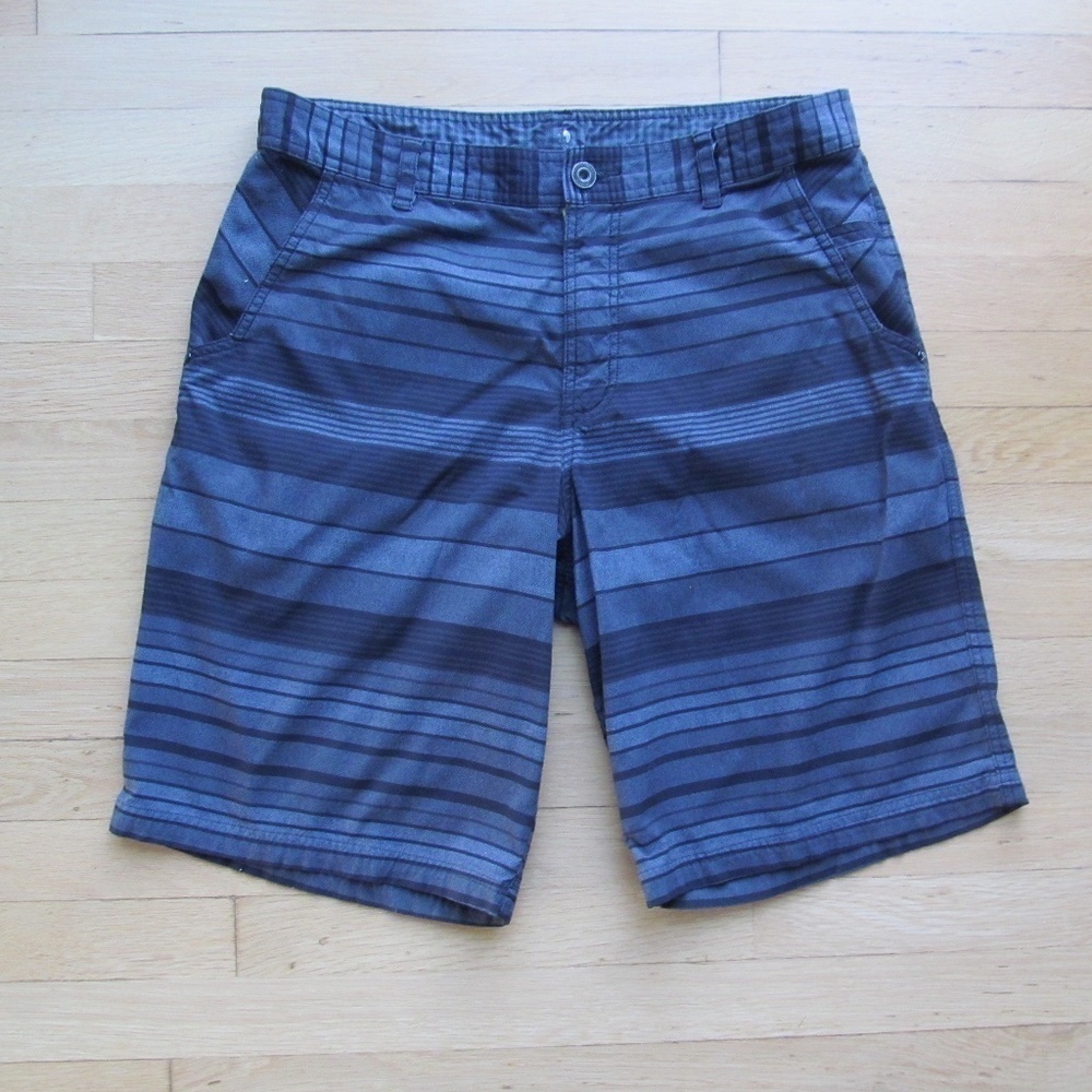 Lululemon Mens Golf Shorts Black Grey Striped Stretch Nylon/Spandex Size M?